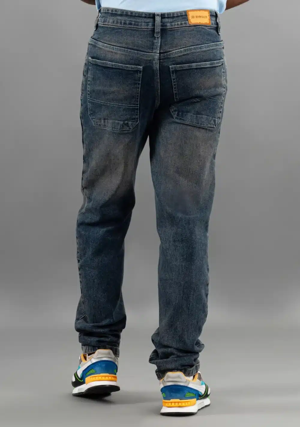 Berry Blue Straight Fit Men's Distressed Jeans - Image 4