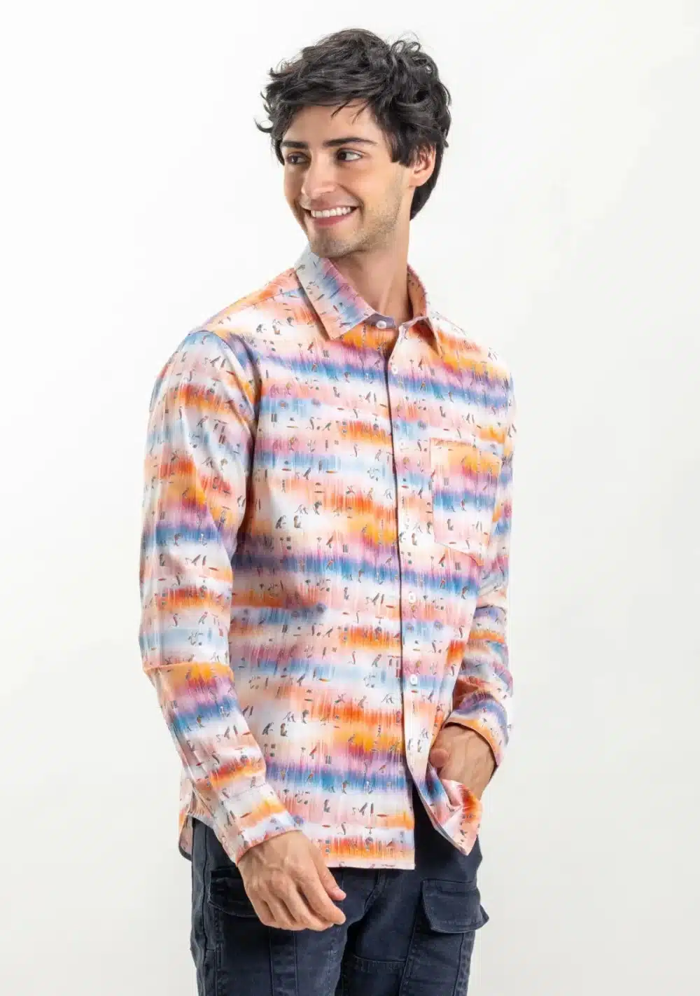 Multi Colour Slim Fit Printed Rhysley Men's Cotton Shirt - Image 3