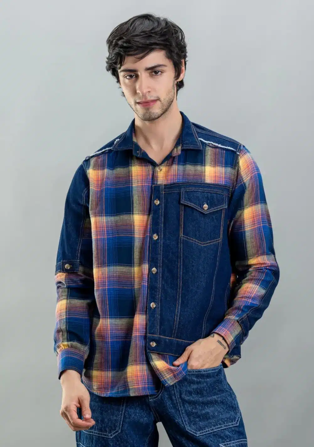 Multi Colour Regular Fit Rhysley Men's Cotton Check Shirt