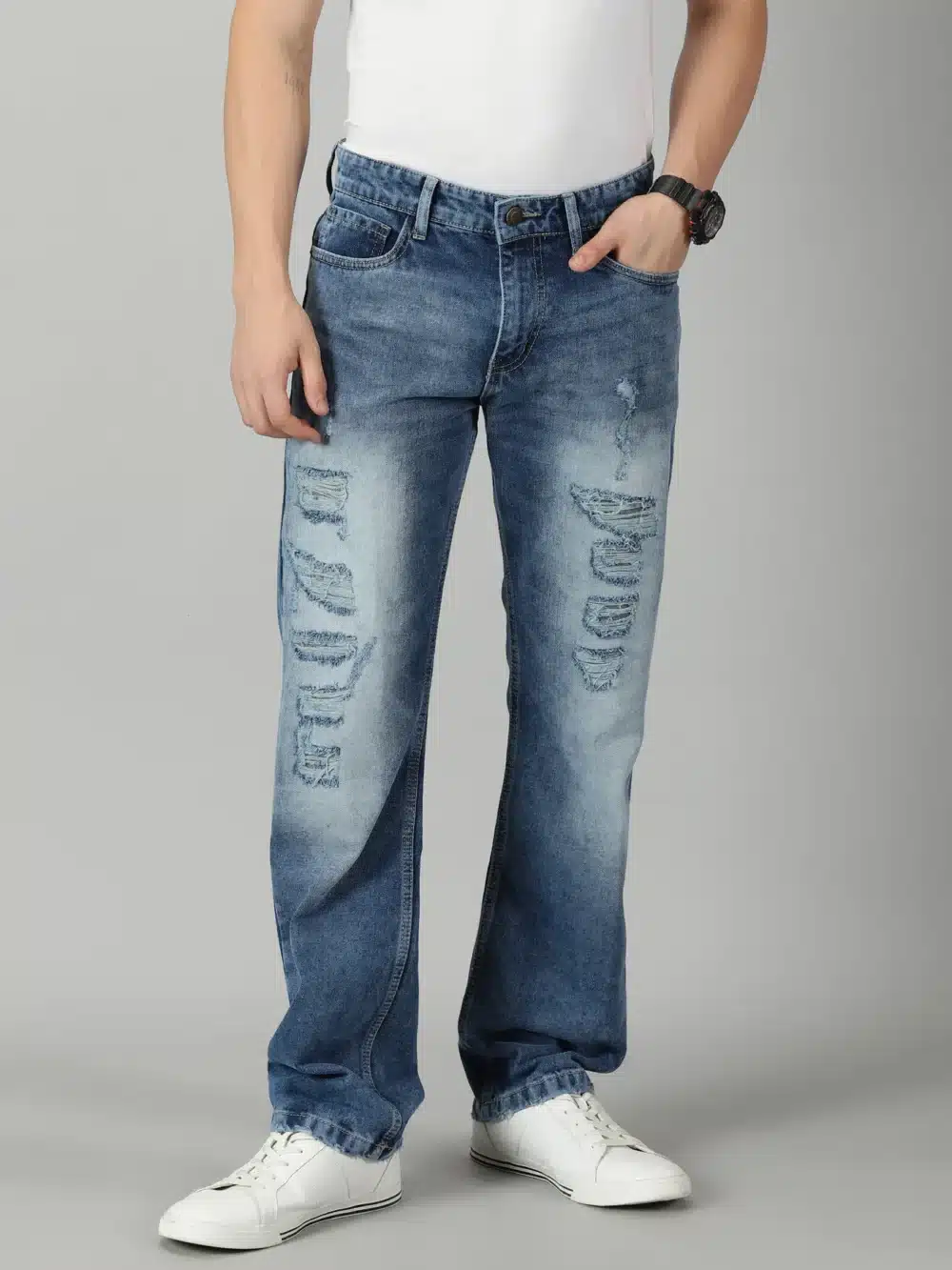 Traditional Design Fray Denim For Men - Image 2