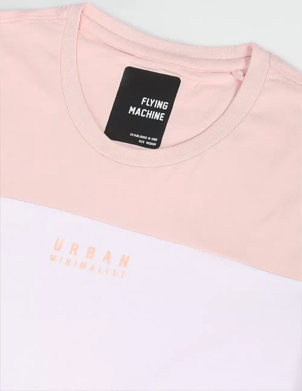 Men Light Pink Colour Block Cotton T-Shirt - Image 3