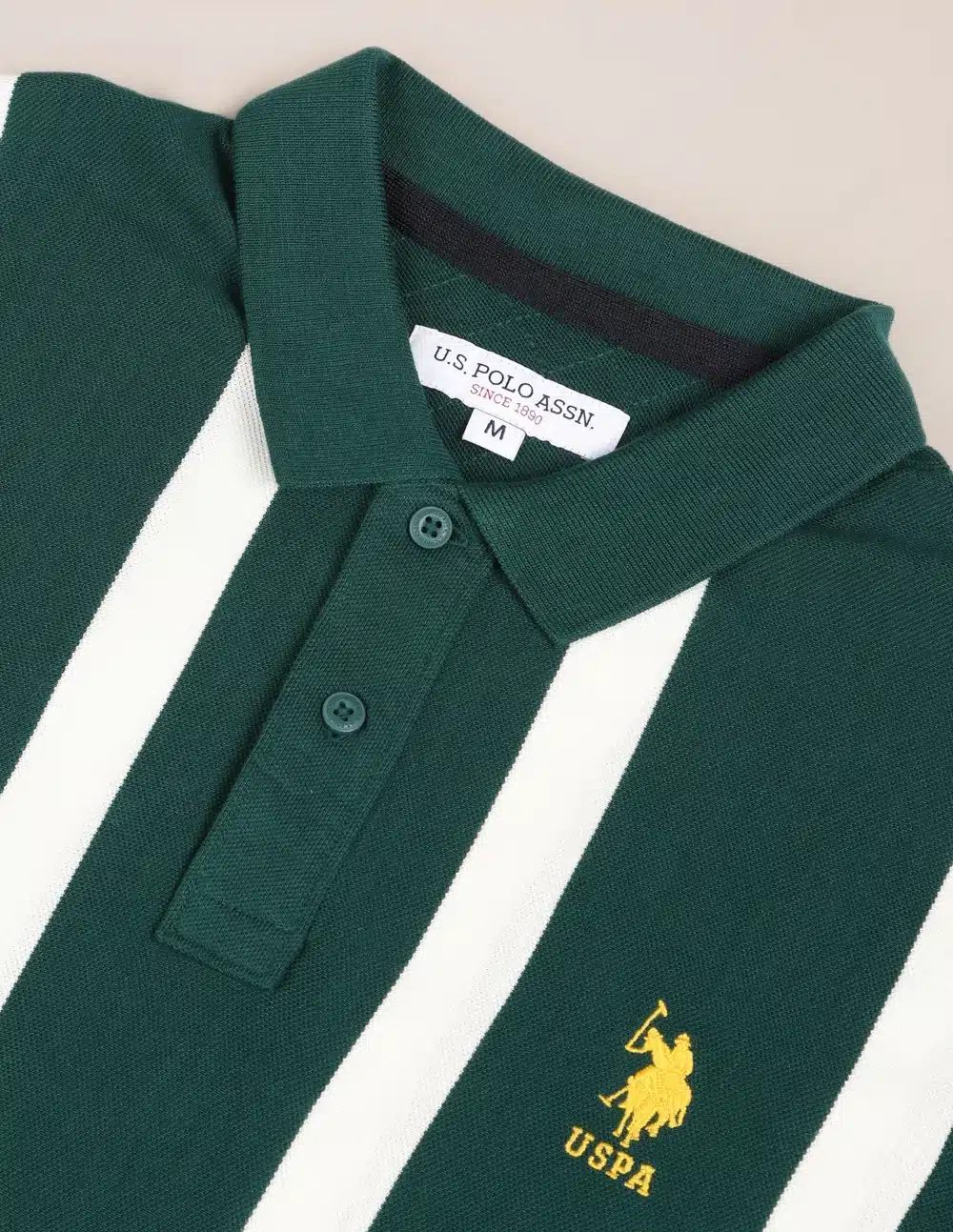 Vertical Stripe Cotton Green Polo T-Shirt - Image 6