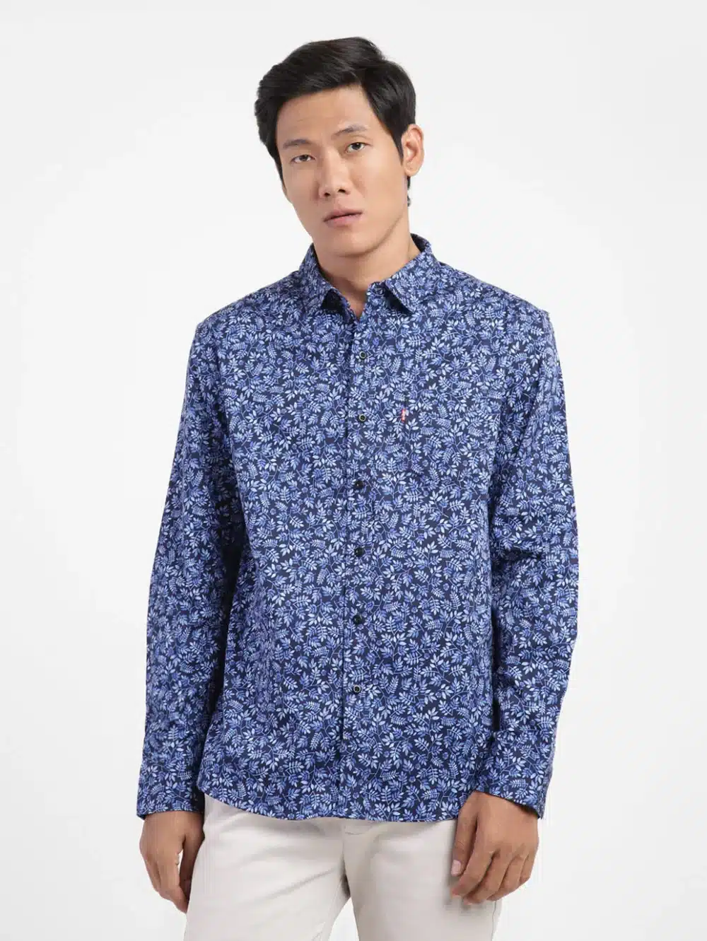 Men's All Over Print Spread Collar Shirt