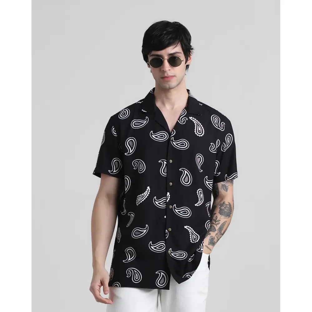 Black Paisley Print Shirt For Men – Buzz Shop