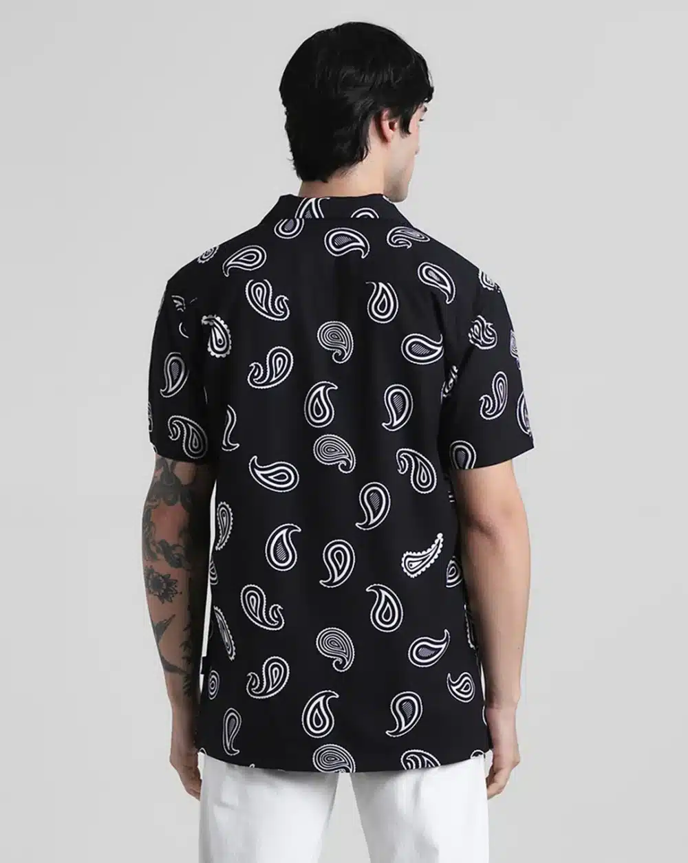 Black Paisley Print Shirt For Men - Image 4