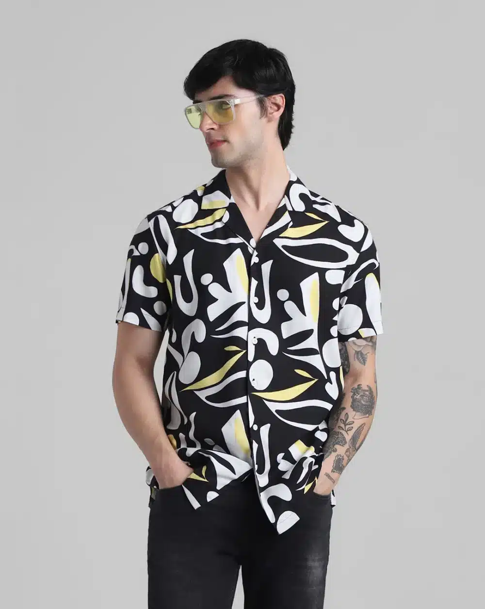 Black Print Shirt For Men