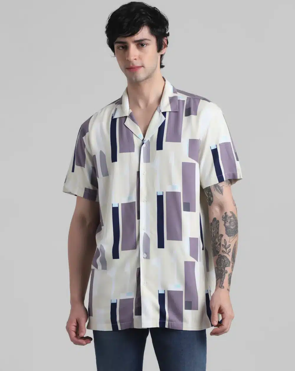 Blue Abstract Print Shirt - Image 2