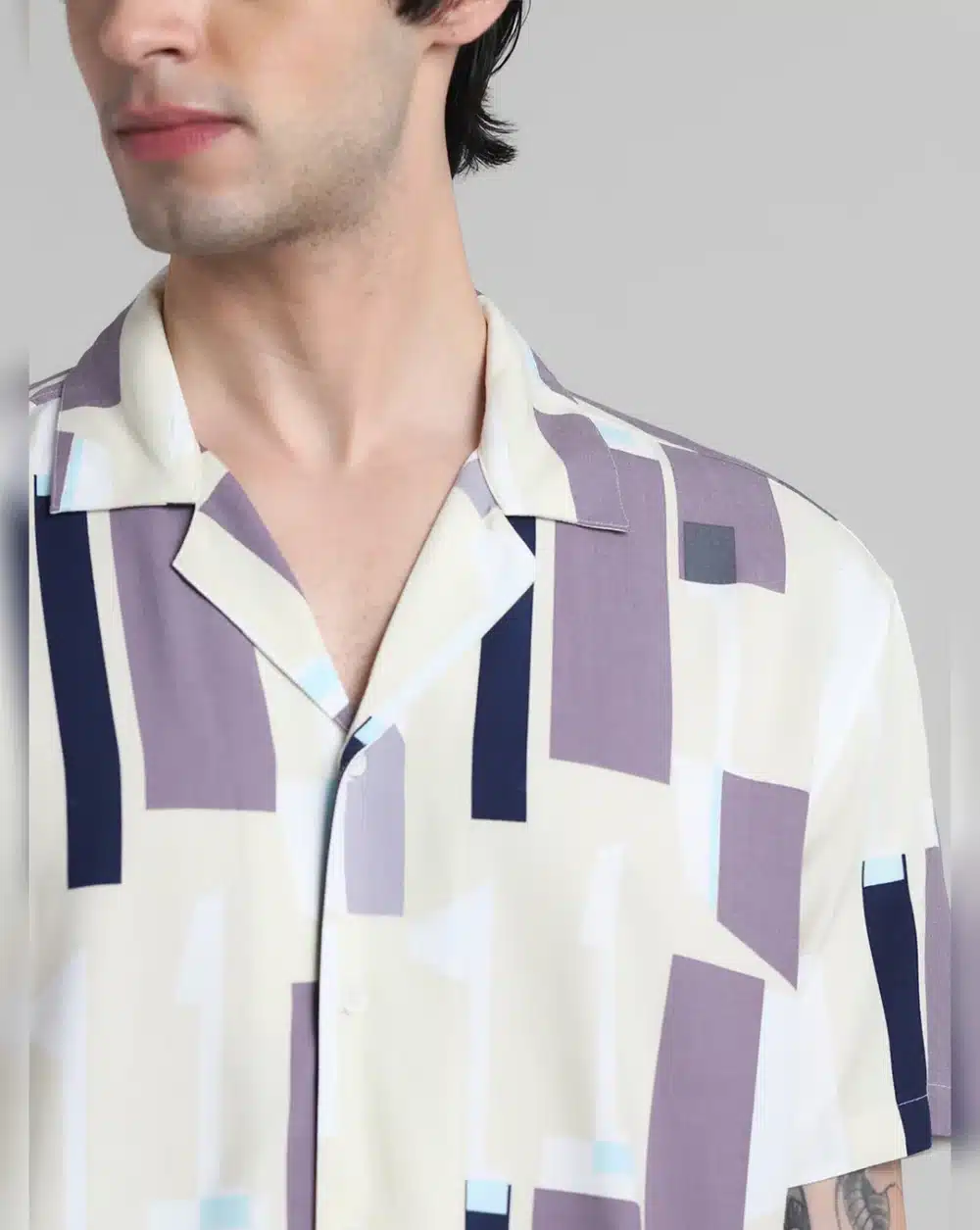 Blue Abstract Print Shirt For Men - Image 5