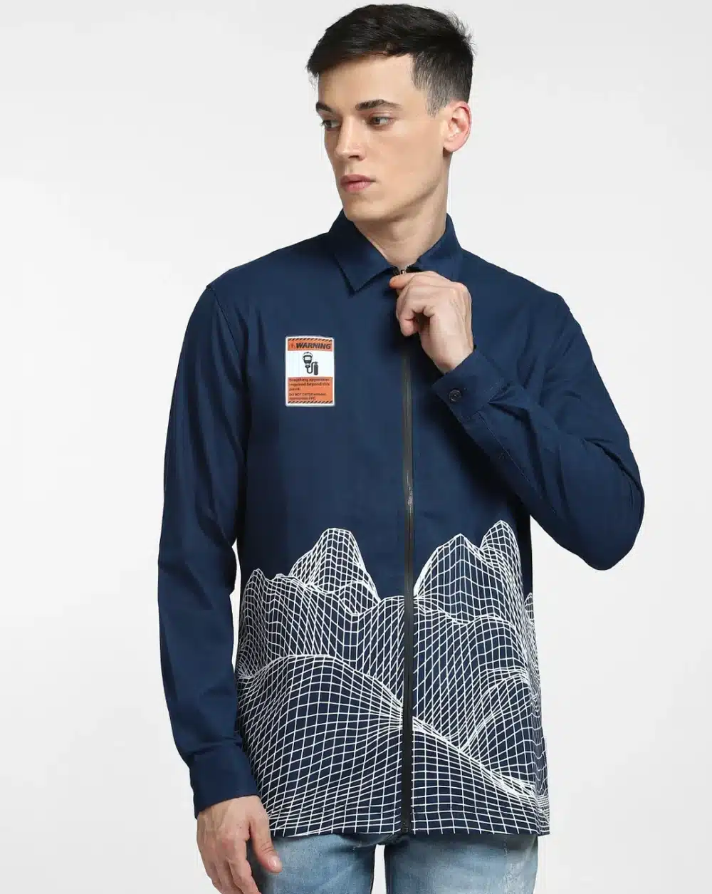 Blue Digital Wave Print Shirt