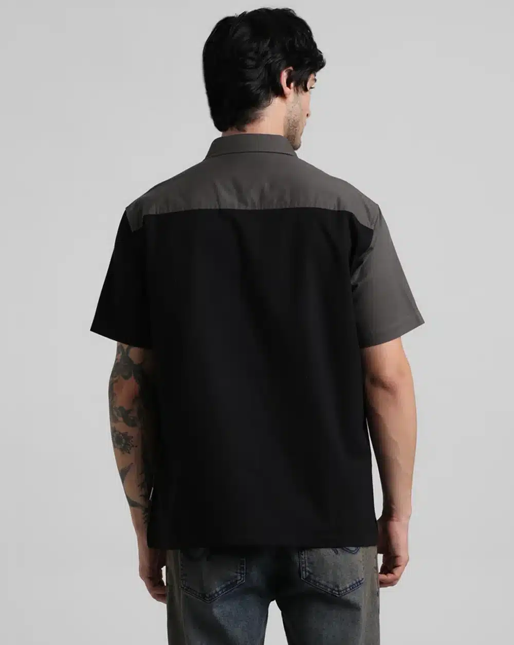 Black Colourblocked Oversized Shirt - Image 4