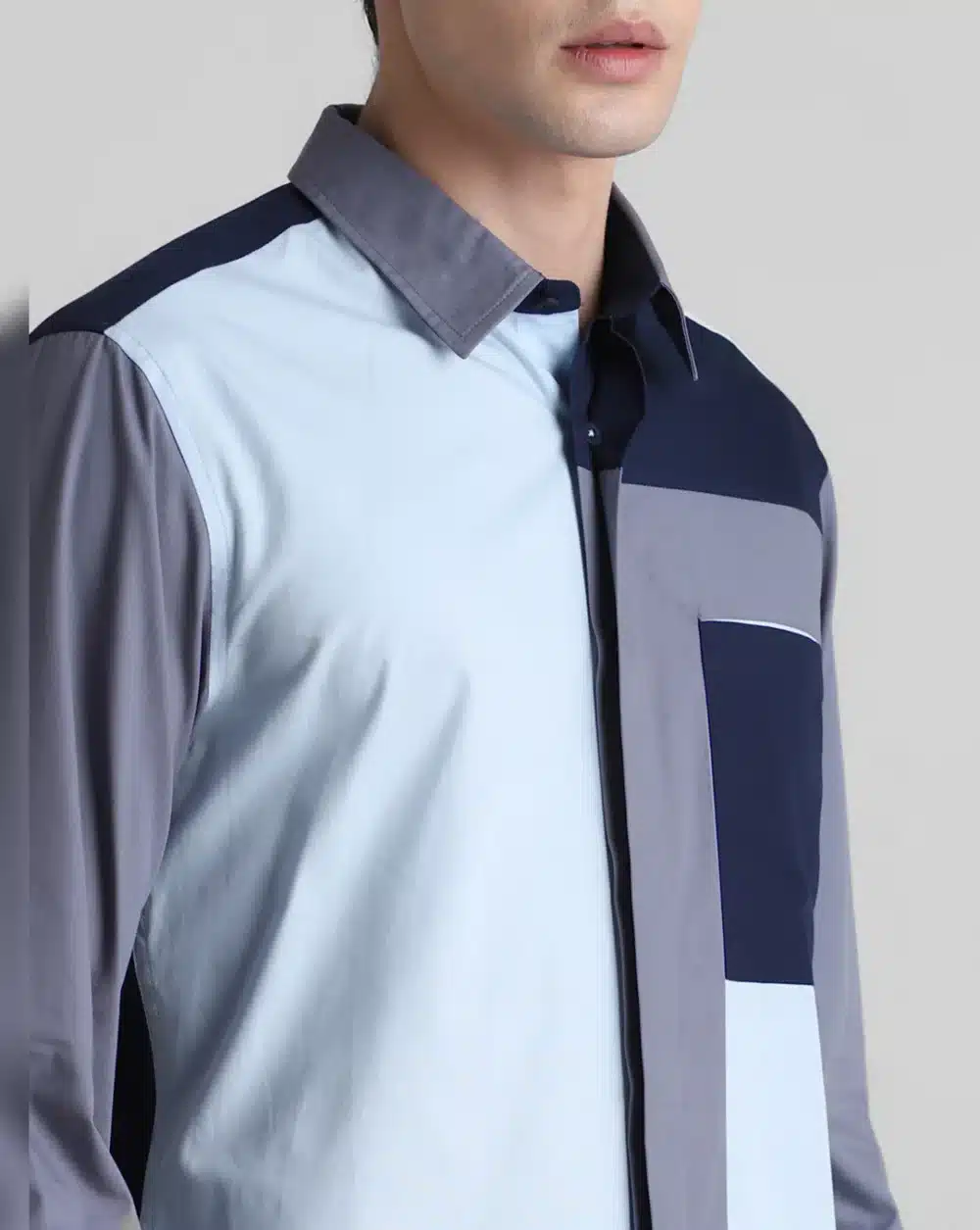 Blue Colourblocked Full Sleeves Shirt - Image 6