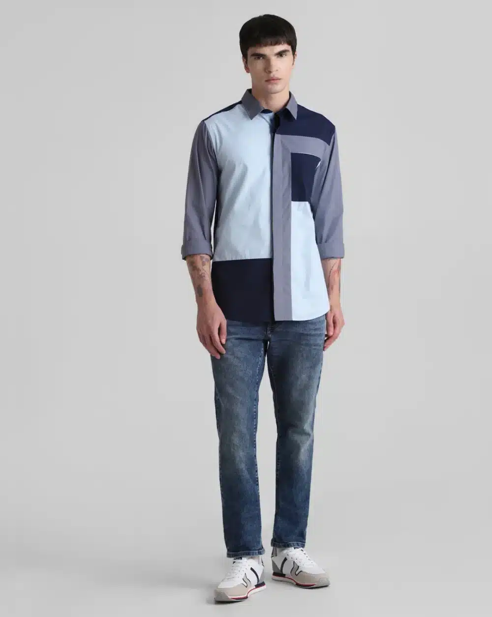 Blue Colourblocked Full Sleeves Shirt - Image 7