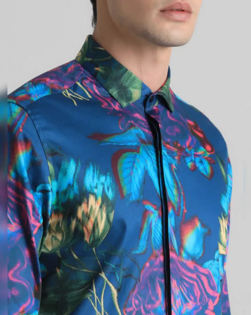 Dark Blue Printed Full Sleeves Shirt - Image 5