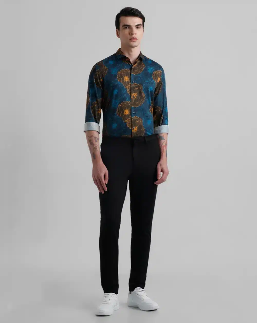 Black Abstract Print Short Sleeves Shirt - Image 6