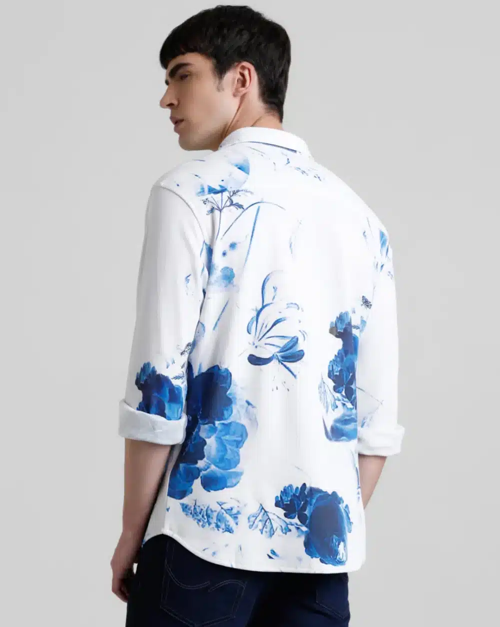 White Floral Print Full Sleeves Shirt - Image 4