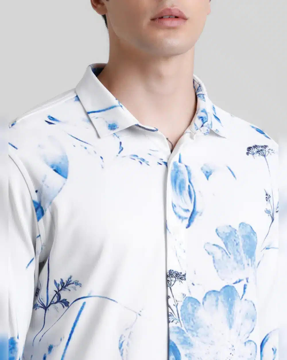 White Floral Print Full Sleeves Shirt - Image 5