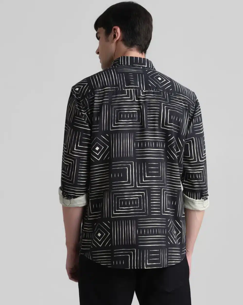 Black Printed Full Sleeves Shirt - Image 4