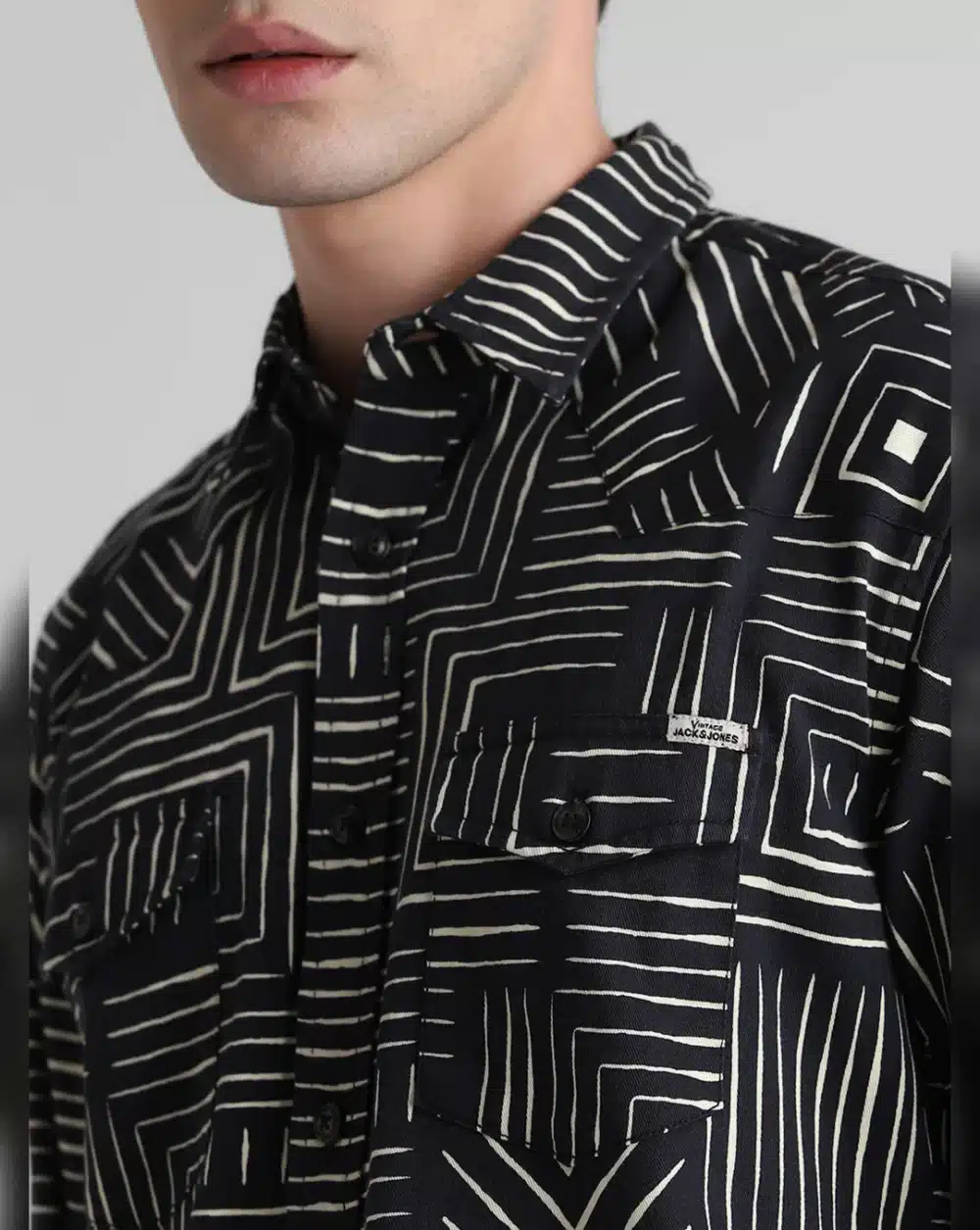 Black Printed Full Sleeves Shirt - Image 5