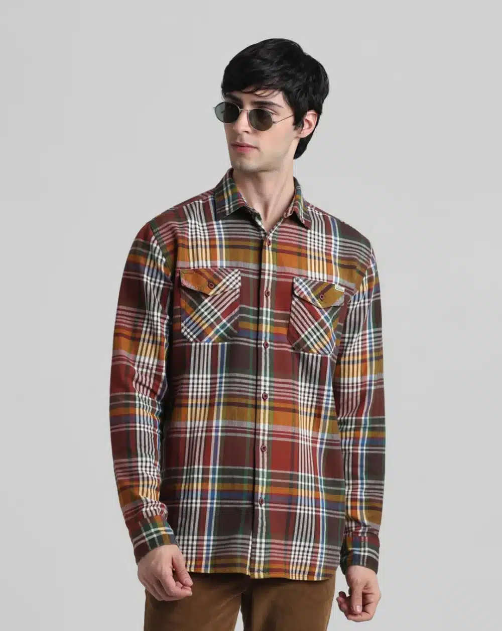 Brown Check Full Sleeves Shirt - Image 2