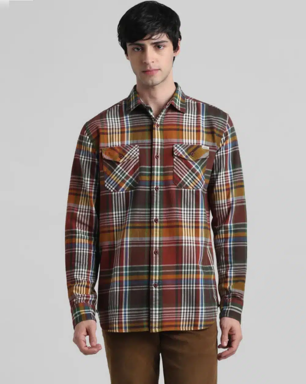 Brown Check Full Sleeves Shirt