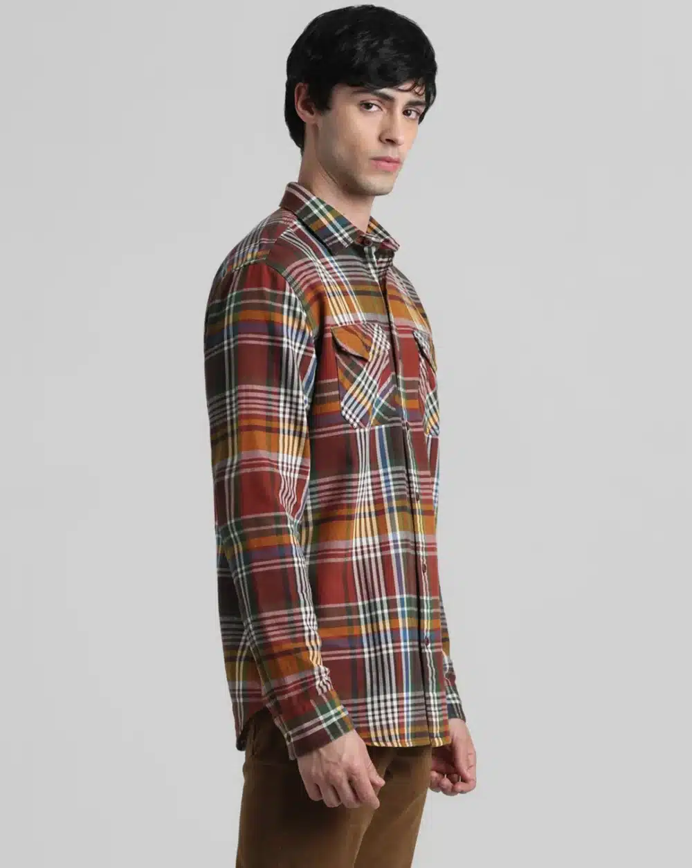 Brown Check Full Sleeves Shirt - Image 3