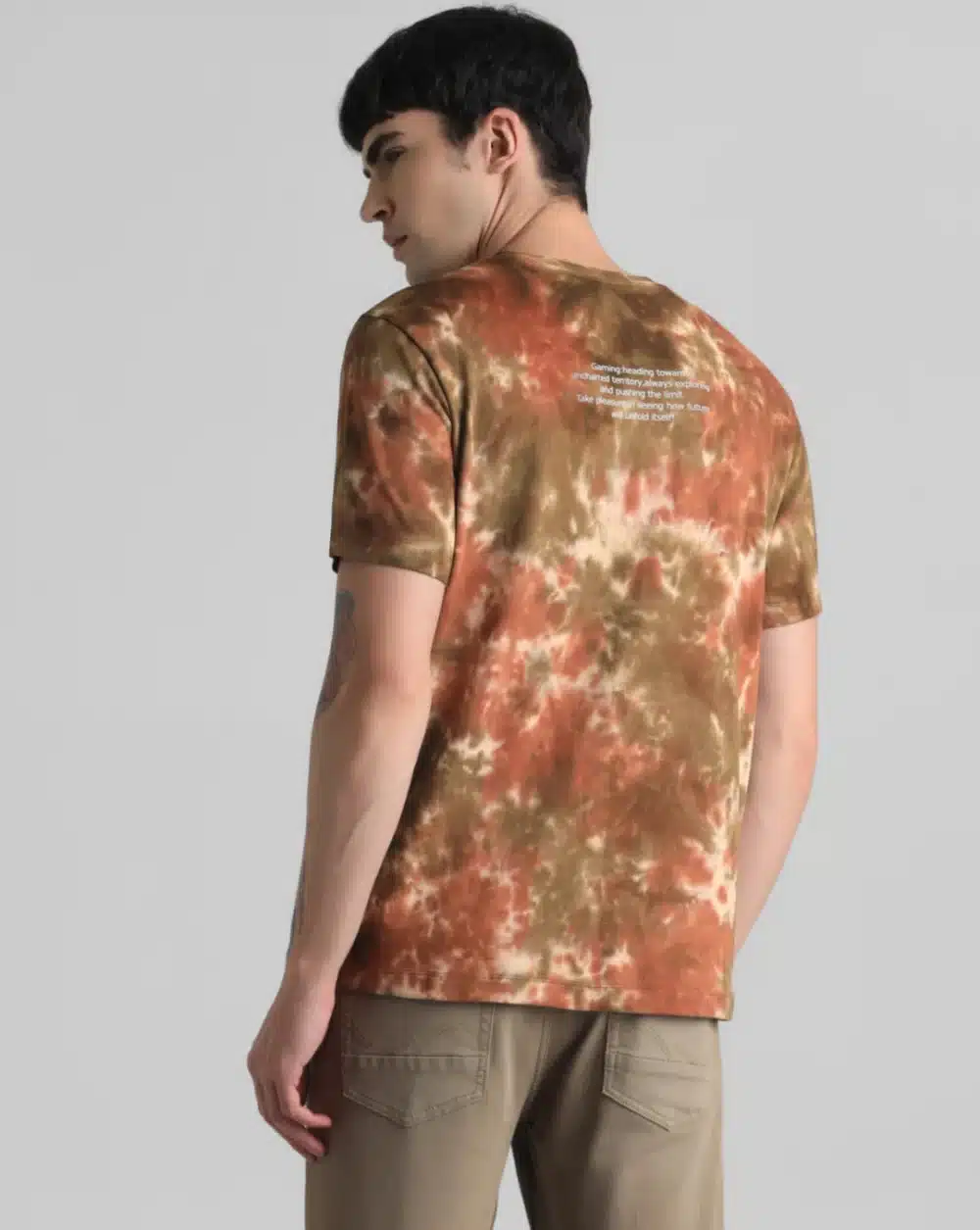 Brown Tie-Dye Crew Neck T-Shirt - Image 5