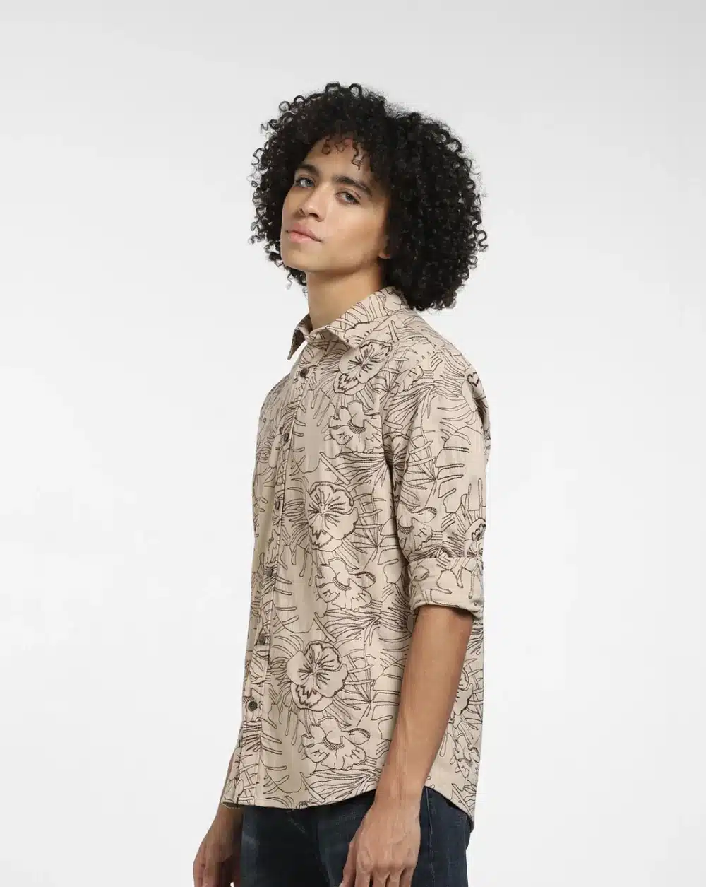 Brown Embroidered Full Sleeves Shirt - Image 3