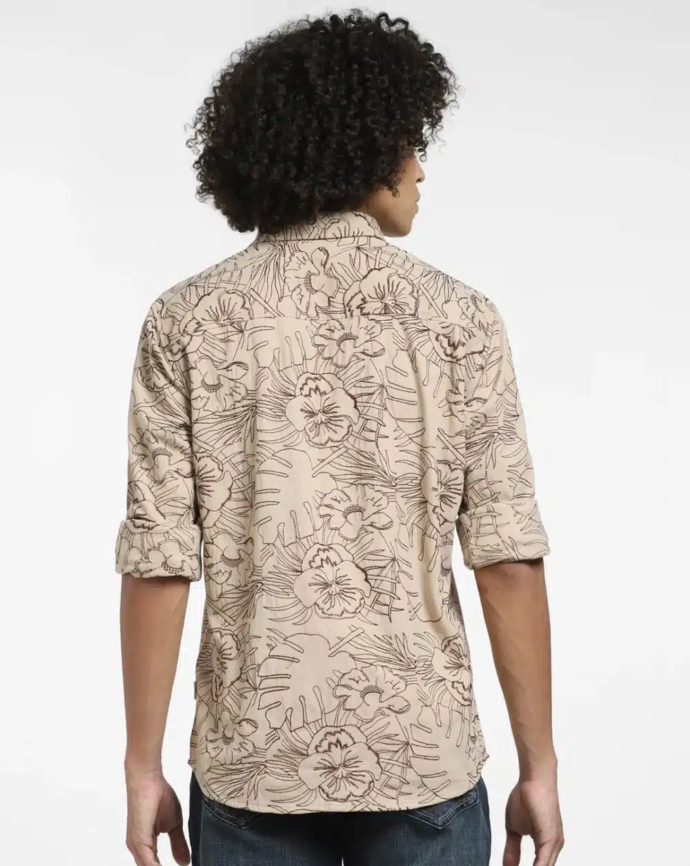 Brown Embroidered Full Sleeves Shirt - Image 4