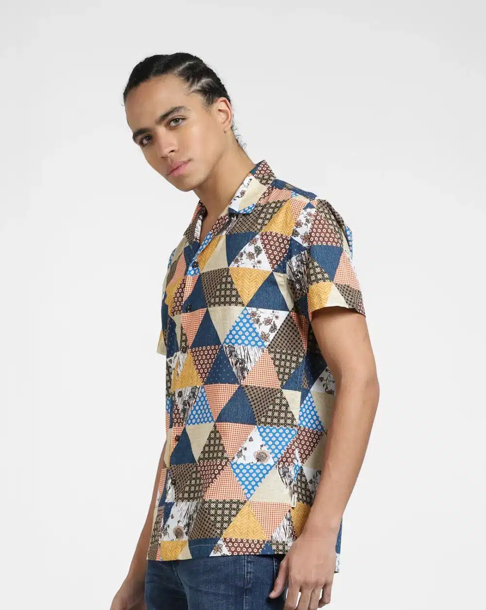 Yellow Printed Short Sleeves Shirt - Image 3