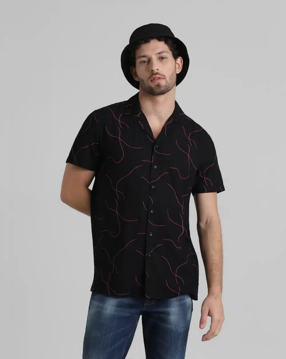 Black Abstract Print Shirt - Image 2