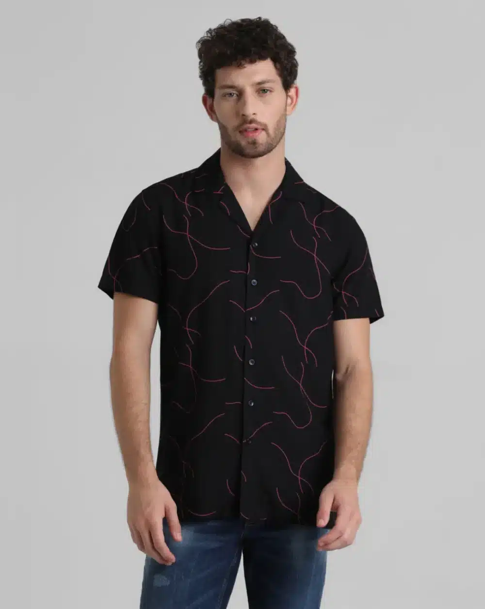 Black Abstract Print Shirt