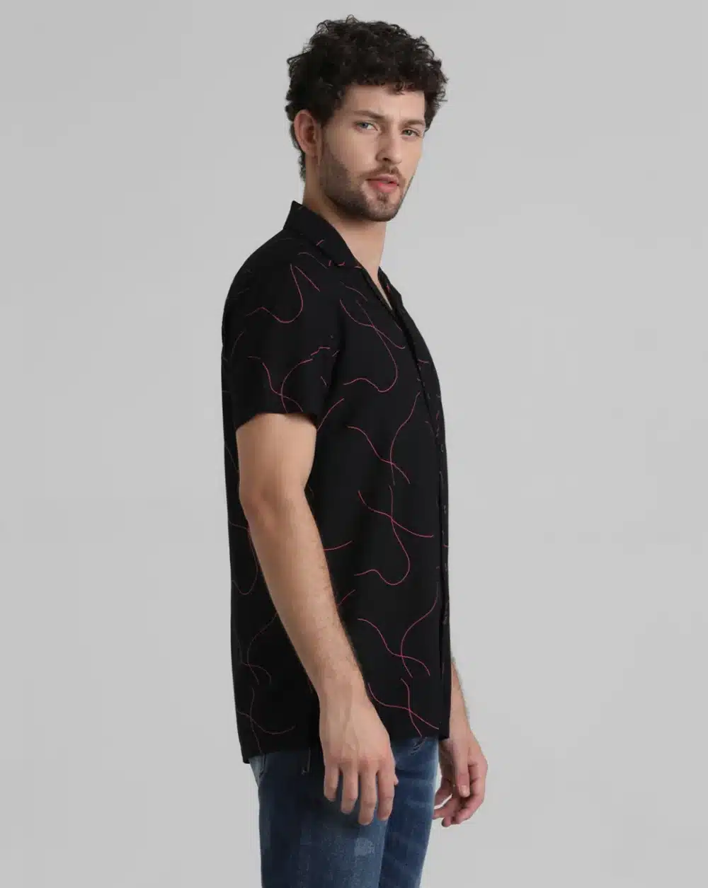 Black Abstract Print Shirt - Image 3