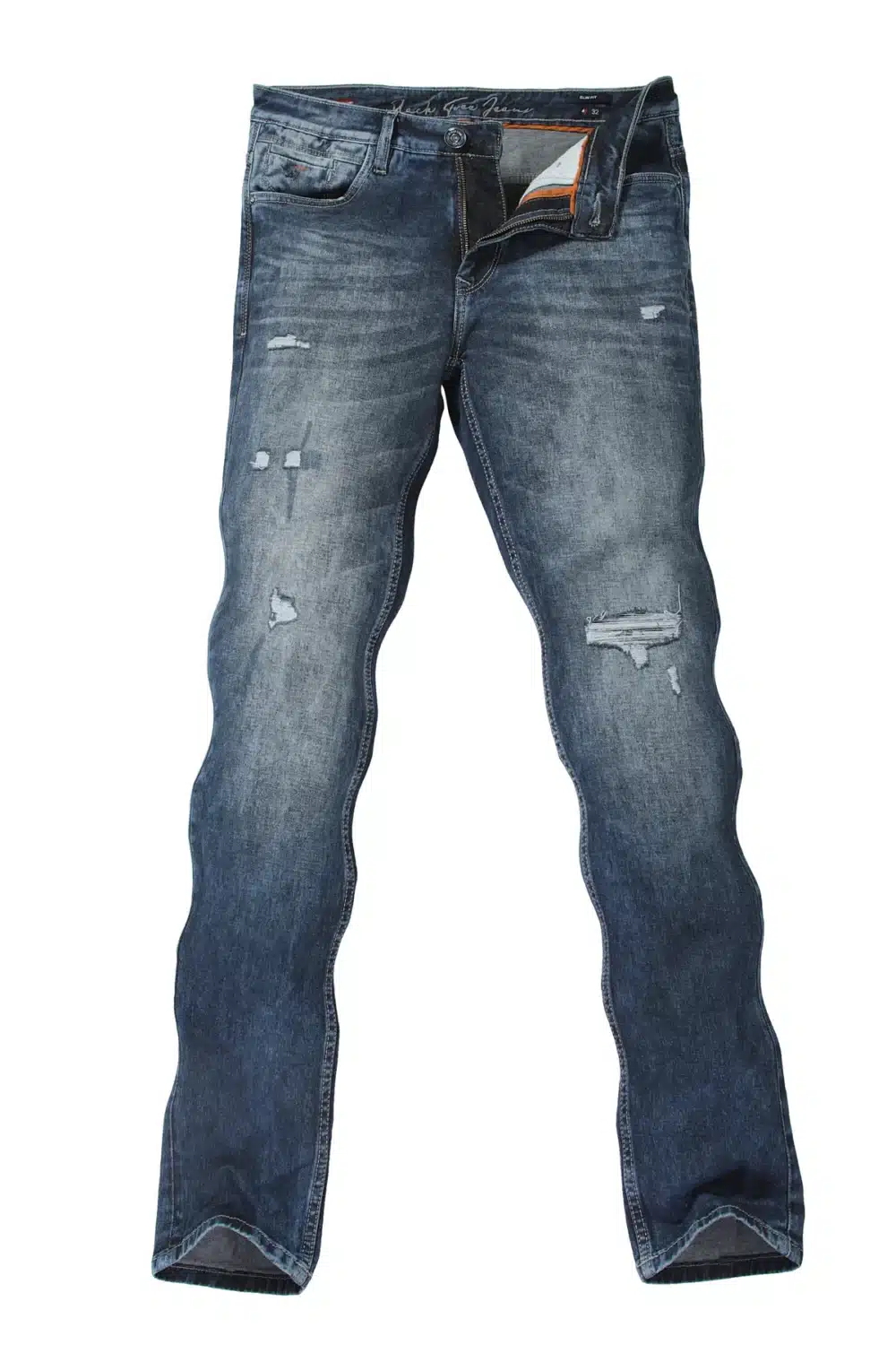 Slim Fit Cut Light Blue Stretch Fashion Jeans - Image 3