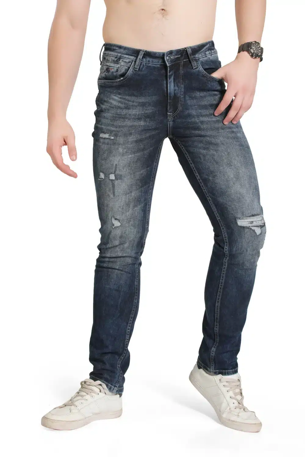 Slim Fit Cut Light Blue Stretch Fashion Jeans