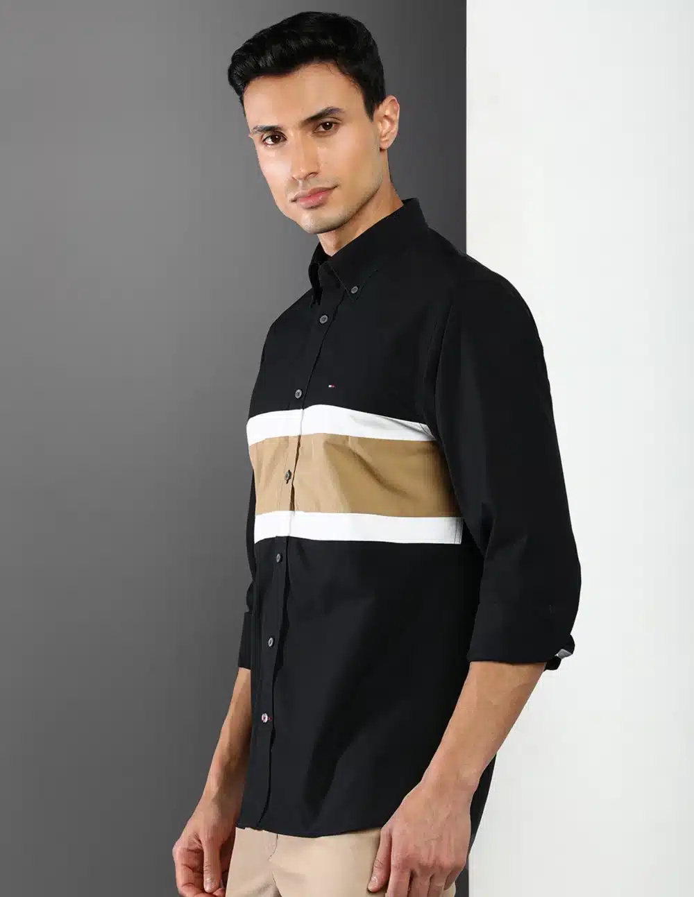 Colour Block Cotton Casual Shirt - Image 3