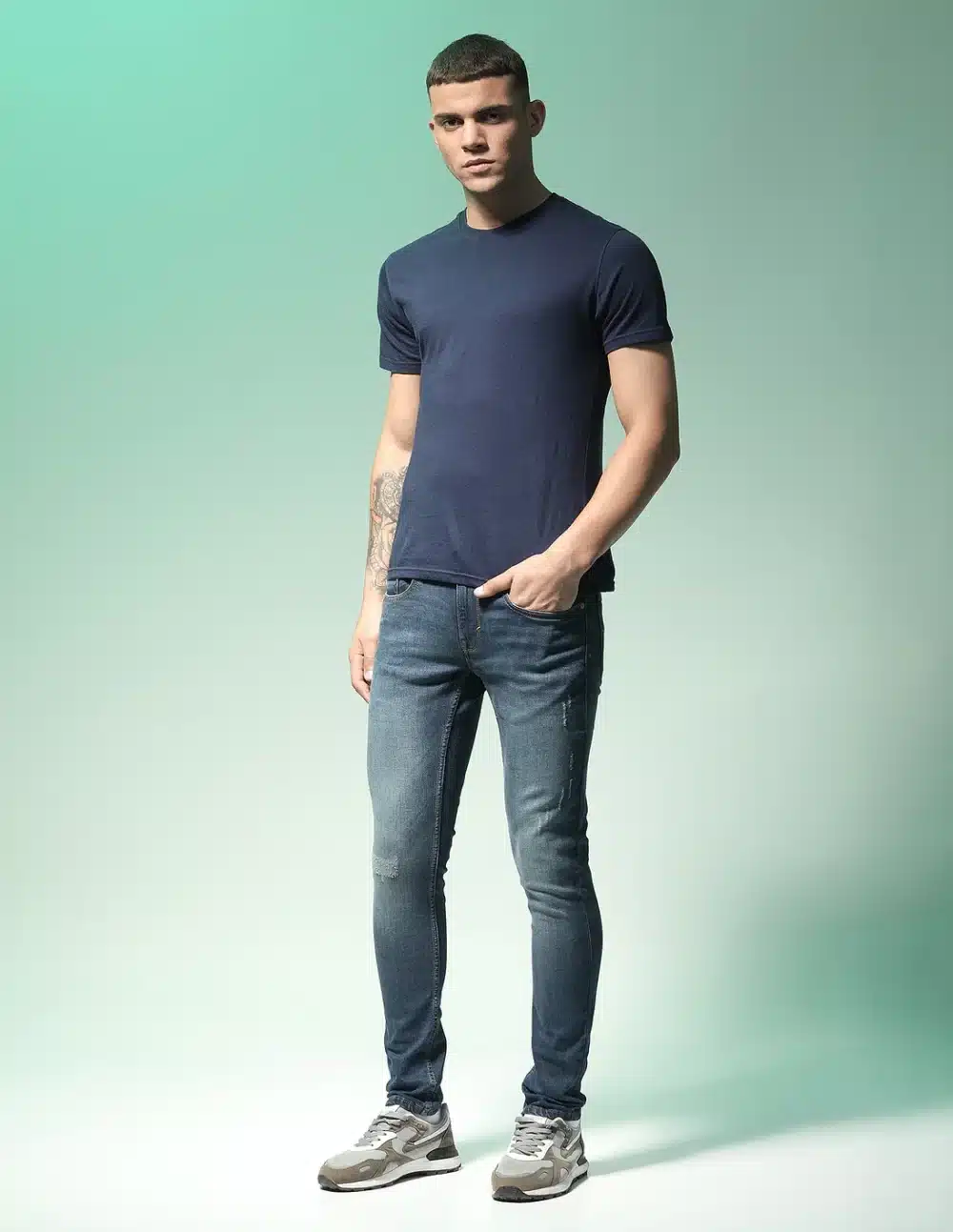 Skinny Fit Whiskered Jeans For Men - Image 3