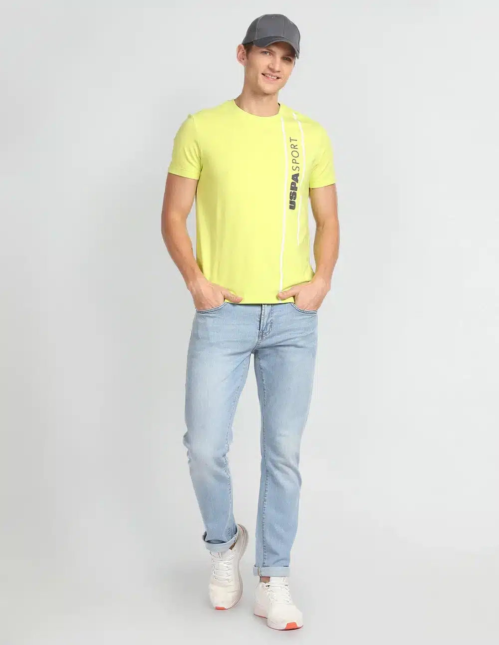 Yellow Crew Neck Men's Print T-Shirt - Image 3