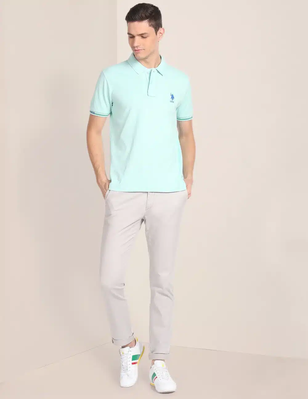 Pure Cotton Striped Polo T-Shirt For Men's - Image 3