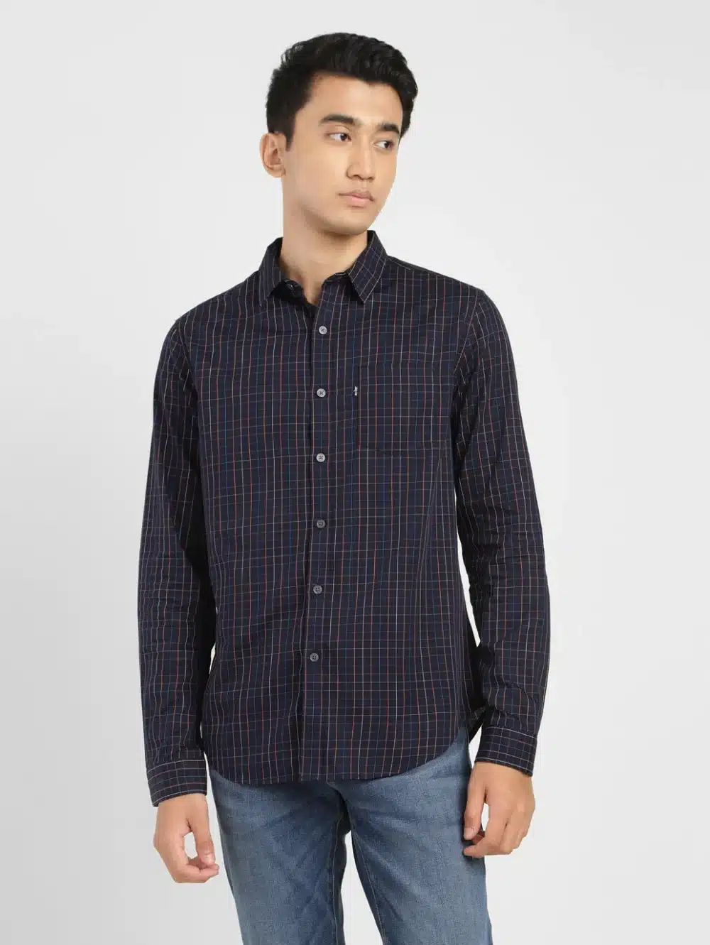 Men's Checkered Spread Collar Shirt