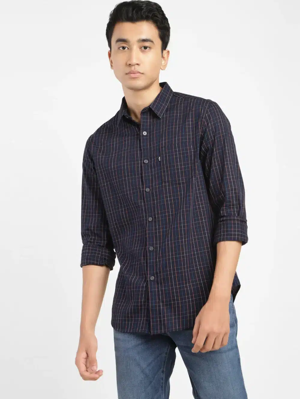 Men's Checkered Spread Collar Shirt - Image 2