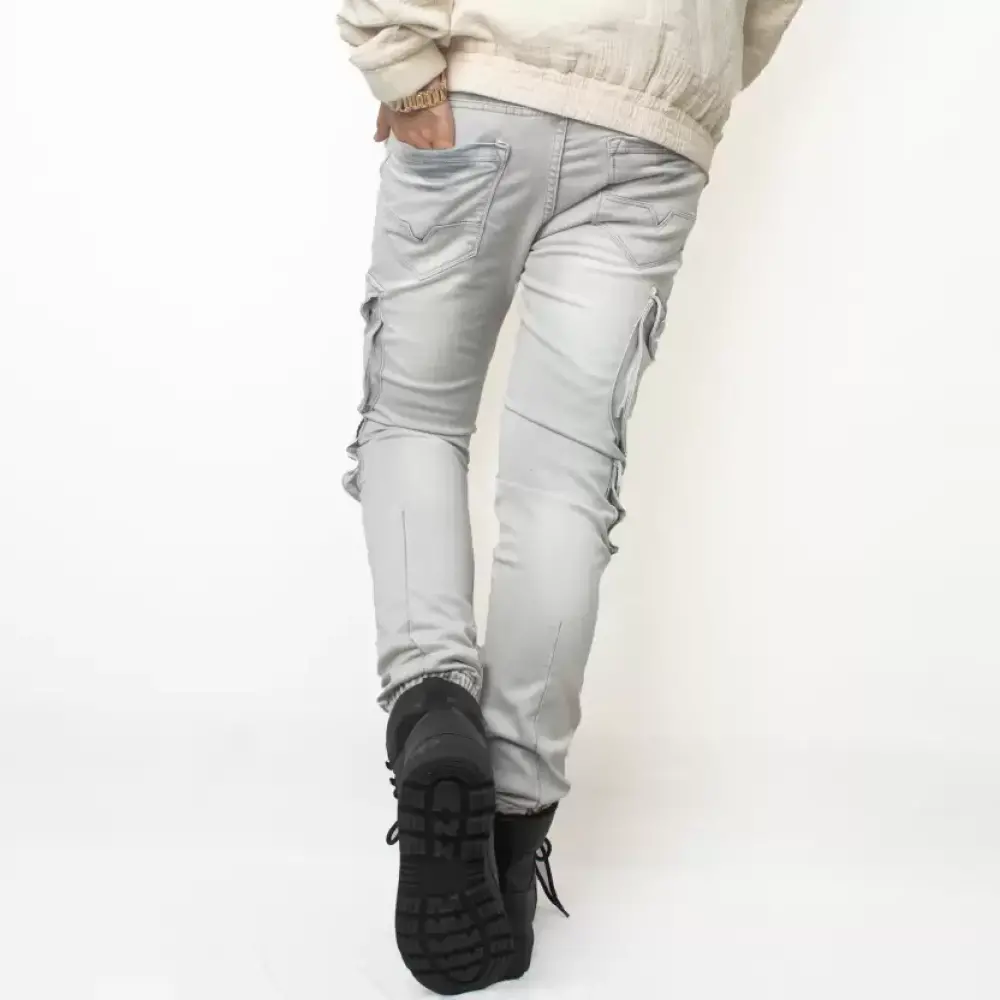 Men Slim Low Rise Silver Jeans - Image 3