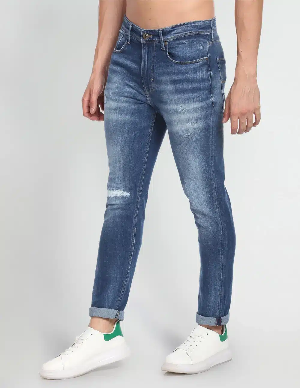 Mid Rise Stone Wash Distressed Jeans - Image 4