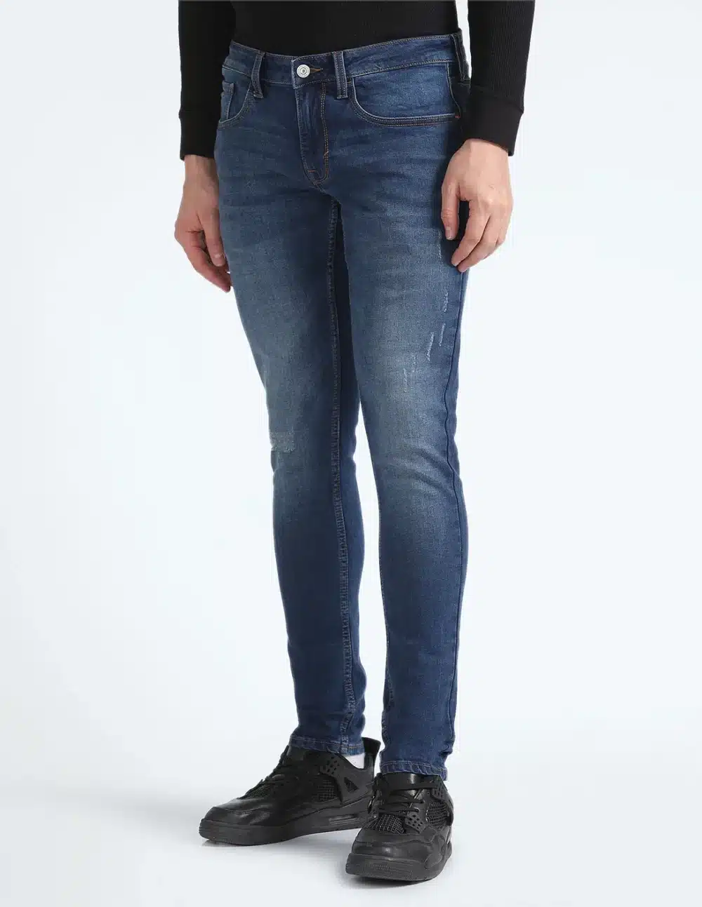 Skinny Fit Whiskered Jeans For Men - Image 4