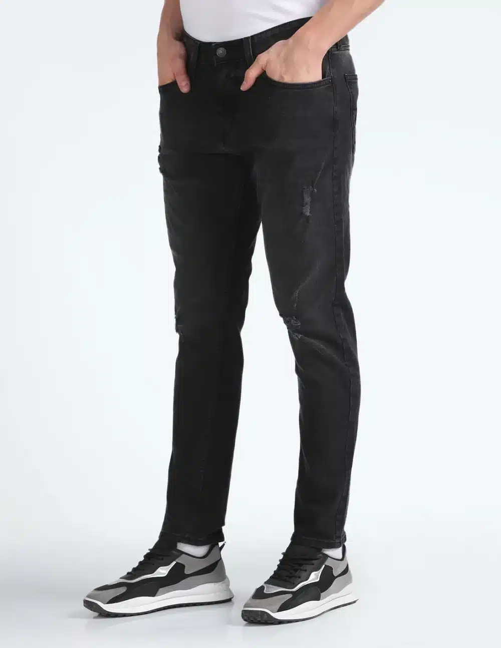 Slim Tapered Lightly Distressed Jeans - Image 4