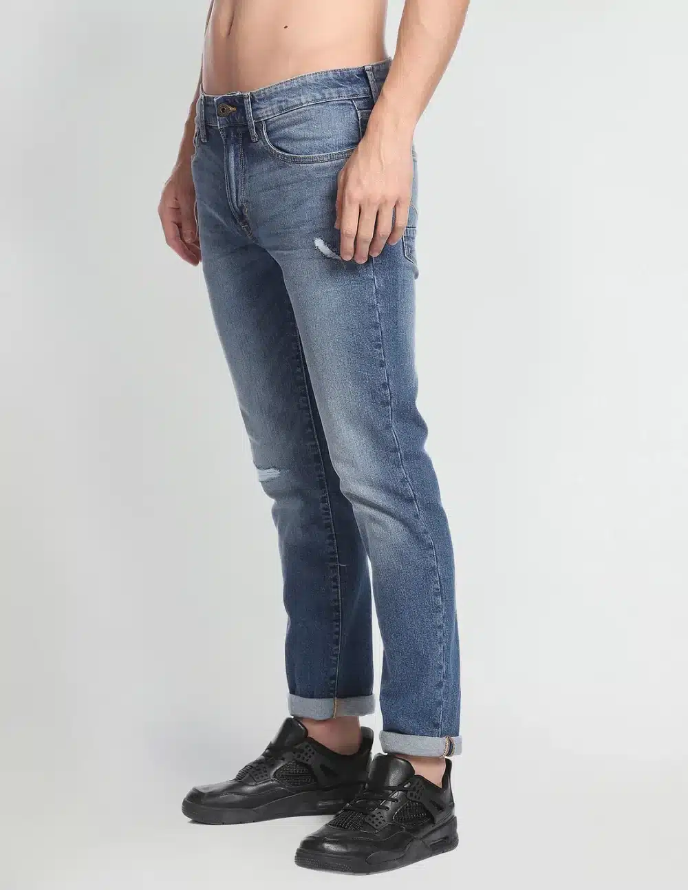 Distressed Slim Tapered Fit Authentic Signature Jeans - Image 4