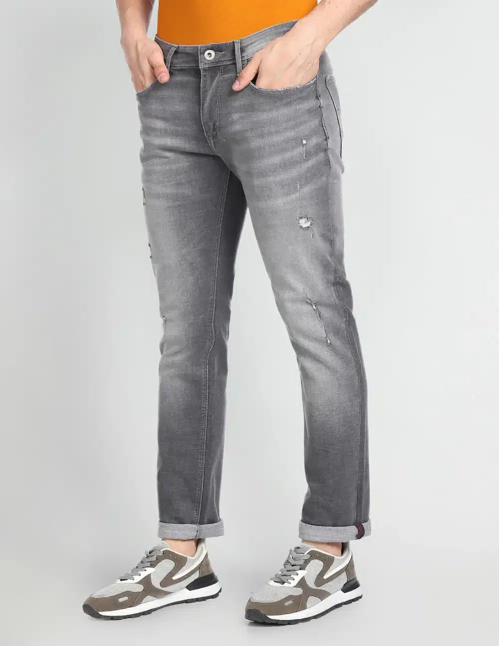 Slim Straight Fit Lightly Distressed Jeans - Image 5