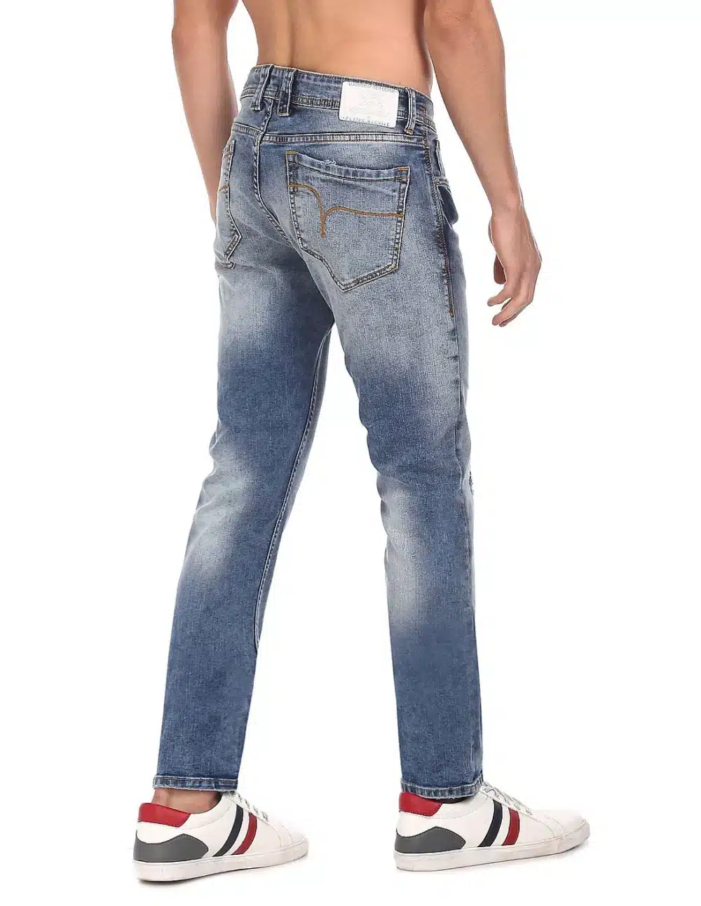 Blue Distressed Slim Tapered Fit Jeans For Men - Image 5