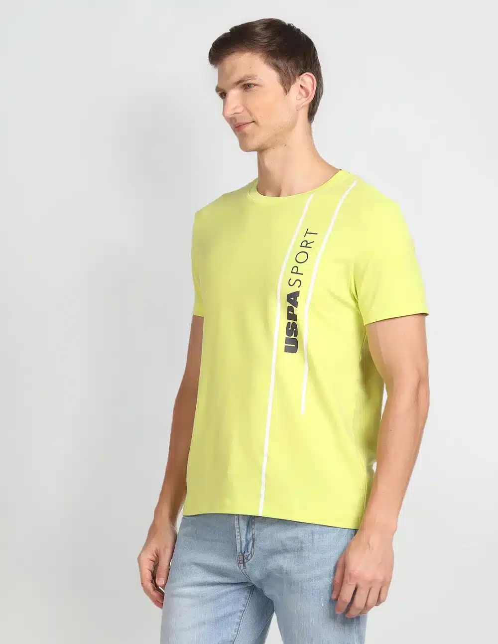 Yellow Crew Neck Men's Print T-Shirt - Image 4