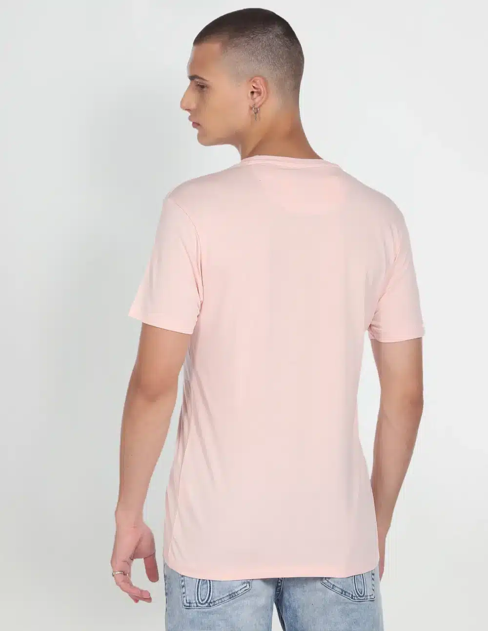 Men Light Pink Colour Block Cotton T-Shirt - Image 6