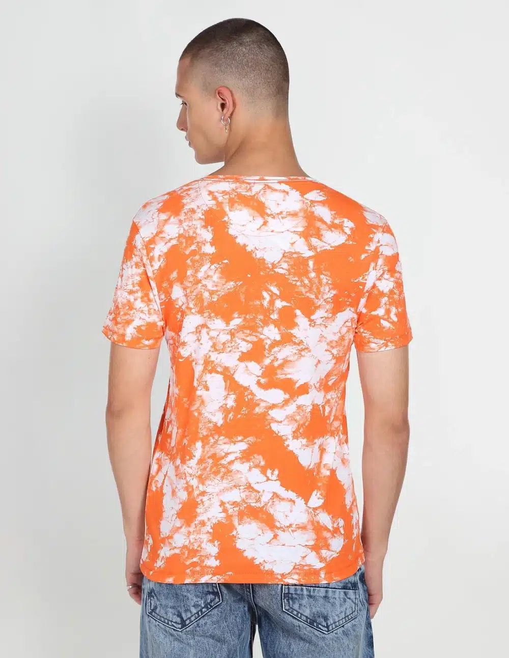 Men Orange Cotton Abstract Print T-Shirt - Image 5